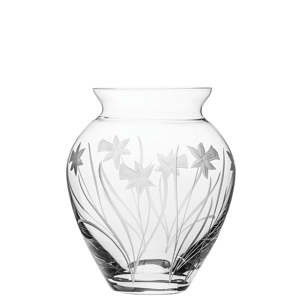 Royal Scot Crystal Daffodils Large Posy Vase 7"-Home & Garden > Kitchen & Dining > Tableware > Drinkware-Goviers