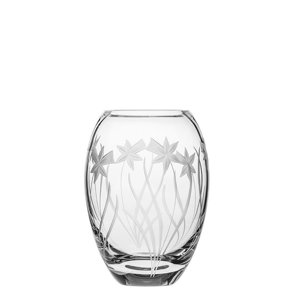 Royal Scot Crystal Daffodils Small Barrel Vase 6"-Home & Garden > Kitchen & Dining > Tableware > Drinkware-Goviers