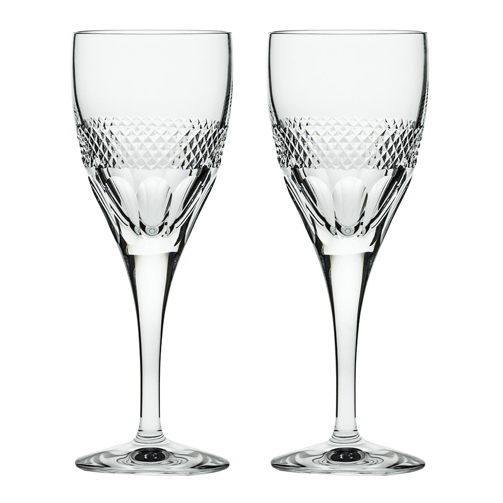 Royal Scot Crystal Diamonds Large Wine Glass Set of 2-Goviers