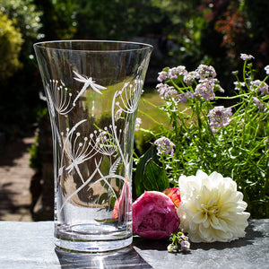 Royal Scot Crystal Dragonfly Flared Vase-Goviers