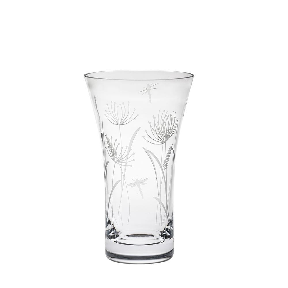 Royal Scot Crystal Dragonfly Flared Vase-Goviers