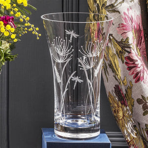 Royal Scot Crystal Dragonfly Large Flared Vase-Goviers