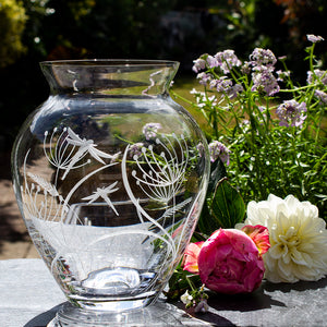 Royal Scot Crystal Dragonfly Large Posy Vase-Goviers