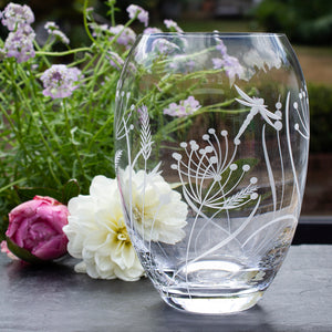 Royal Scot Crystal Dragonfly Medium Barrel Vase-Goviers