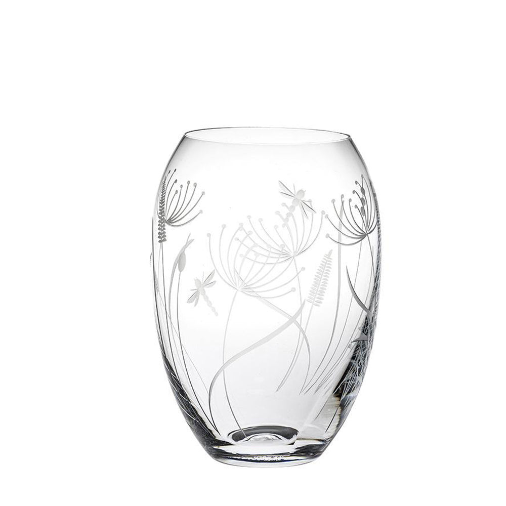 Royal Scot Crystal Dragonfly Medium Barrel Vase-Goviers