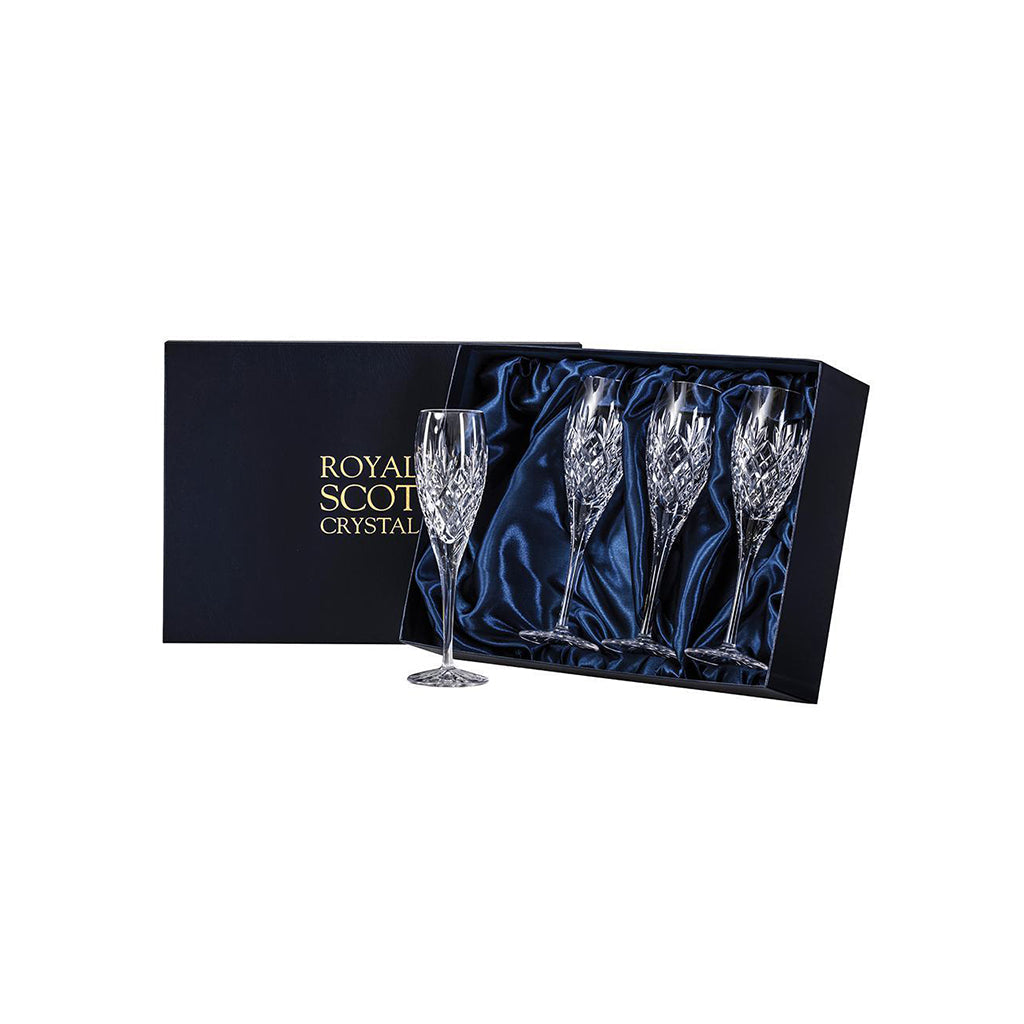 Royal Scot Crystal Edinburgh Champagne Flute Set of 4-Home & Garden > Kitchen & Dining > Tableware > Drinkware-Goviers