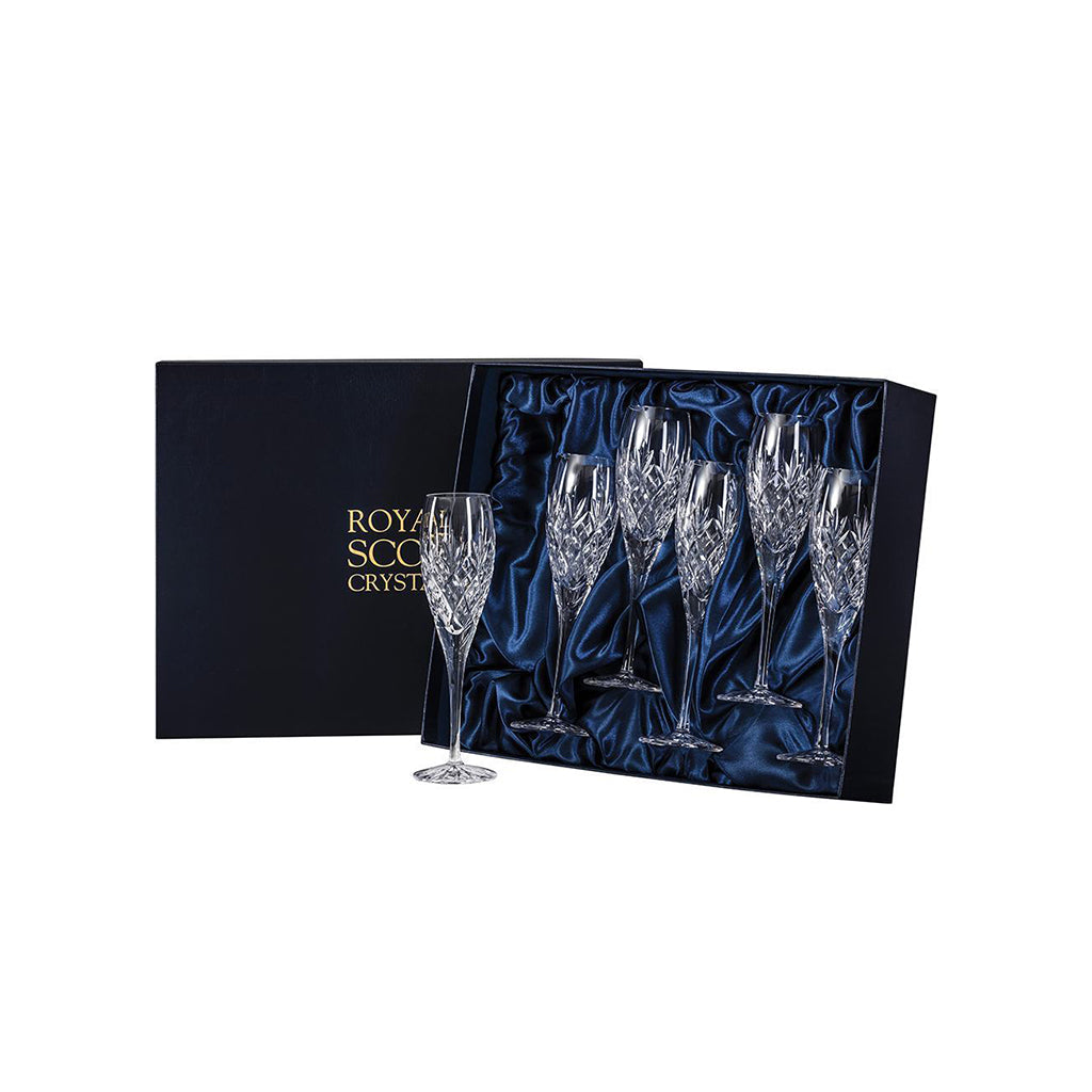 Royal Scot Crystal Edinburgh Champagne Flute Set of 6 - DELIVERY AUGUST-Home & Garden > Kitchen & Dining > Tableware > Drinkware-Goviers