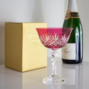 Royal Scot Crystal Edinburgh Cranberry Champagne Saucer Coupe Glass