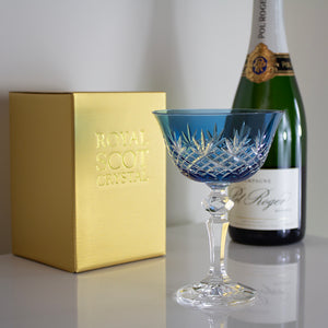 Royal Scot Crystal Edinburgh Sky Blue Champagne Saucer Coupe Glass