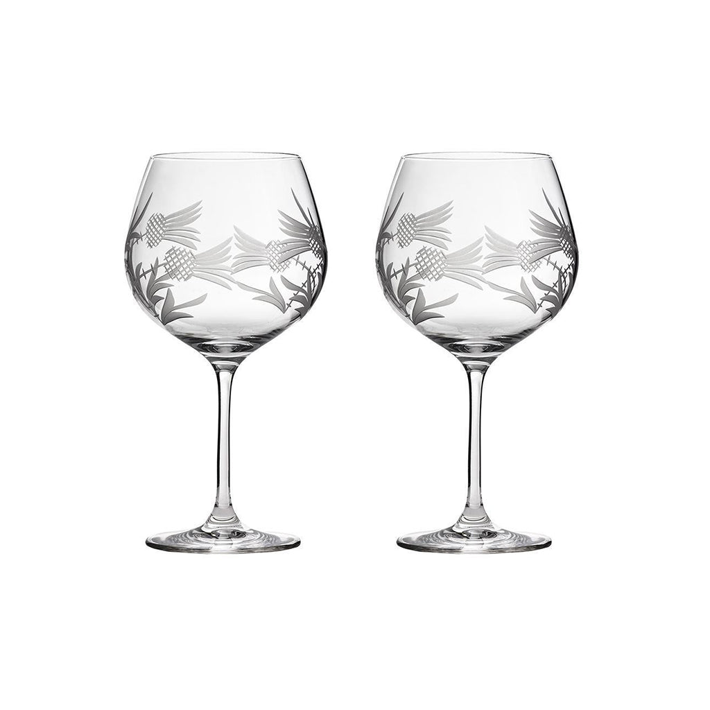 Royal Scot Crystal Flower of Scotland G & T Copa Glass Set of 2-Home & Garden > Kitchen & Dining > Tableware > Drinkware-Goviers