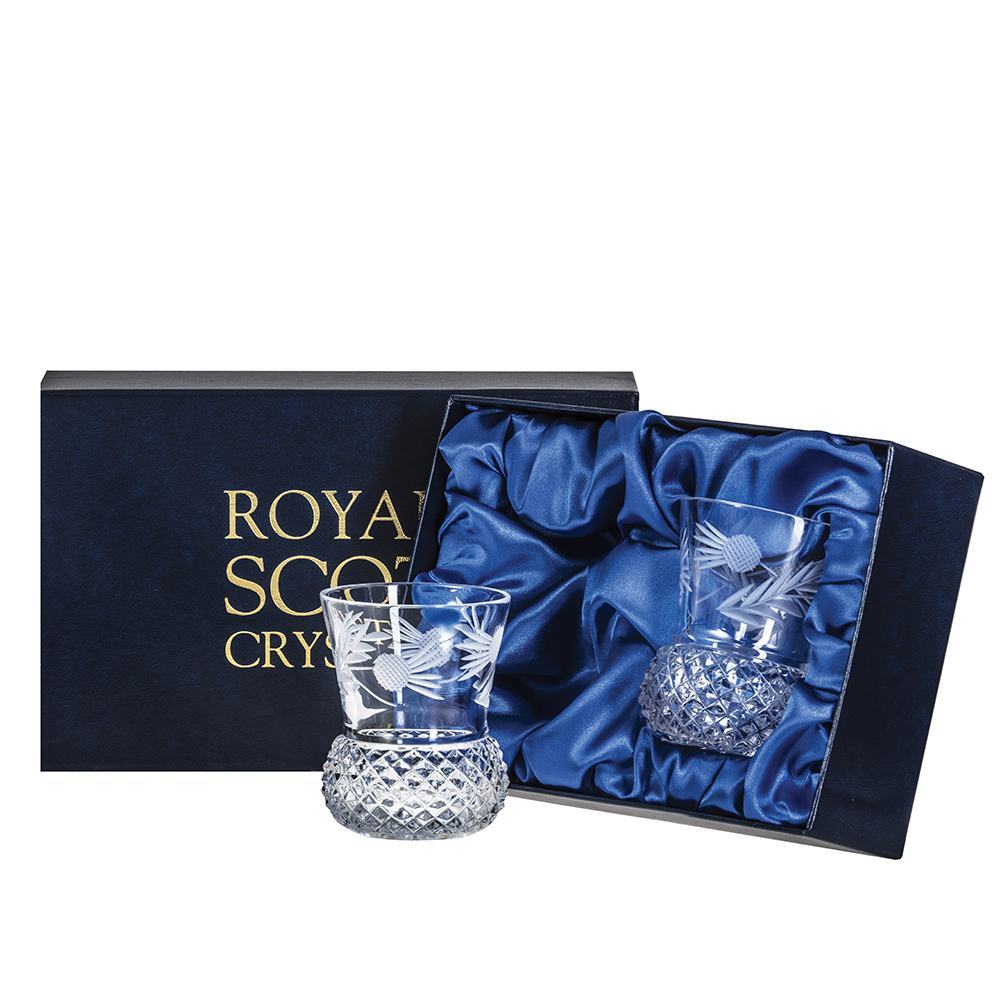Royal Scot Crystal Flower of Scotland Large Tumbler (Thistle Shape) Set of 2-Goviers