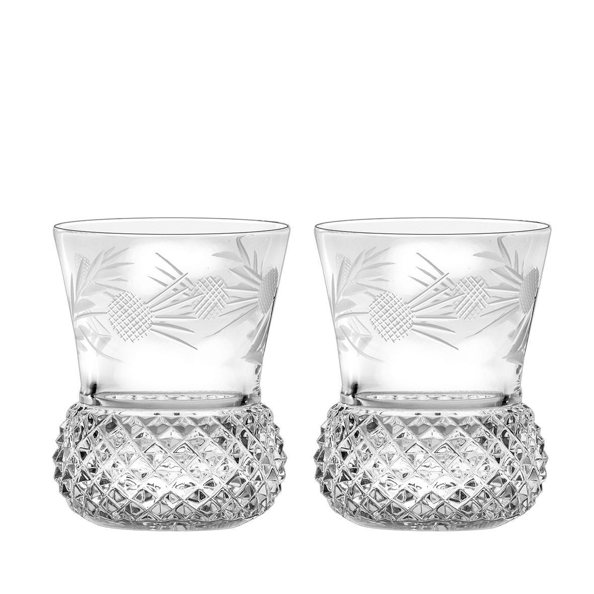 Royal Scot Crystal Flower of Scotland Large Tumbler (Thistle Shape) Set of 2-Goviers