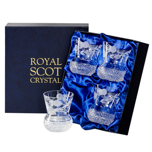 Royal Scot Crystal Flower of Scotland Large Tumbler (Thistle Shape) Set of 4-Goviers