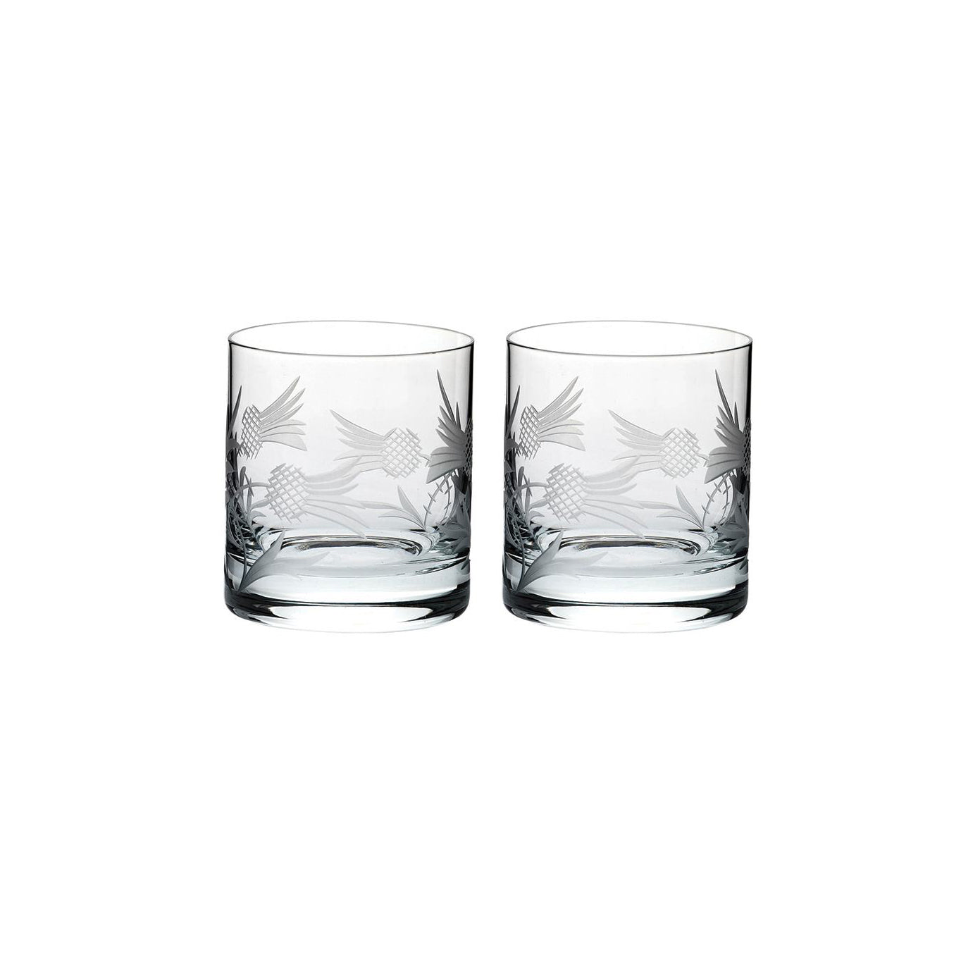 Royal Scot Crystal Flower of Scotland Set of 2 Tumblers-Goviers