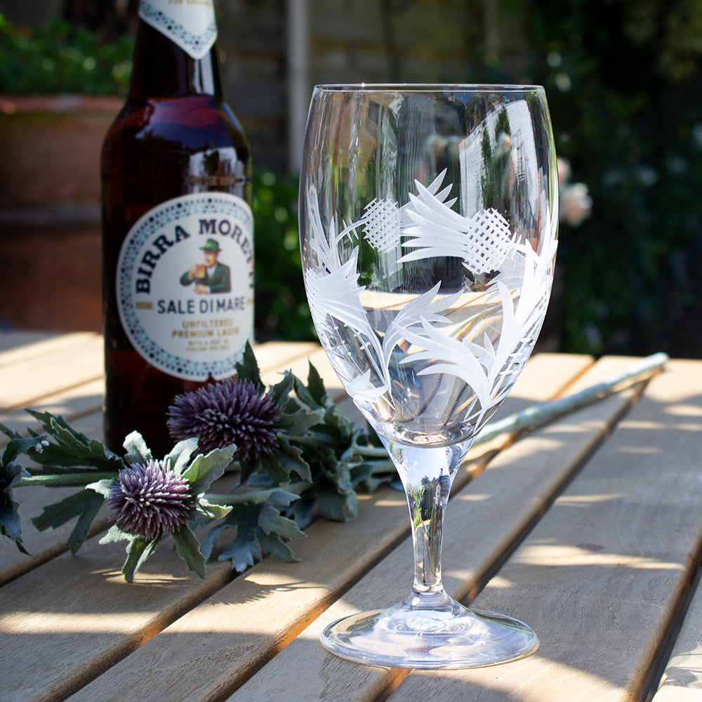 Royal Scot Crystal Flower of Scotland Stemmed Beer Glass-Goviers