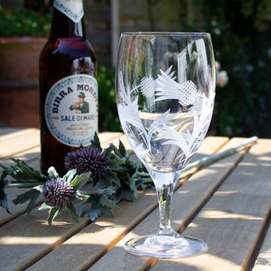 Royal Scot Crystal Flower of Scotland Stemmed Beer Glass-Goviers