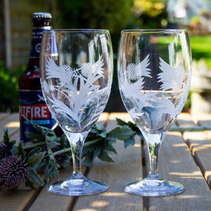 Royal Scot Crystal Flower of Scotland Stemmed Beer Glass Set of 2-Goviers