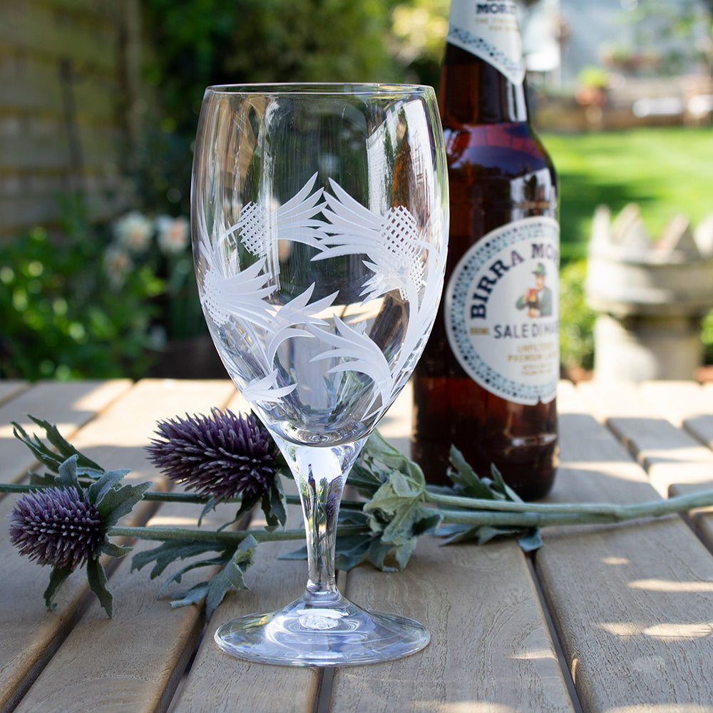 Royal Scot Crystal Flower of Scotland Stemmed Beer Glass-Goviers