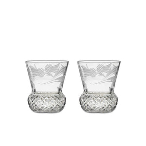 Royal Scot Crystal Flower of Scotland Tot Glass (Thistle Shape) Set of 2-Goviers