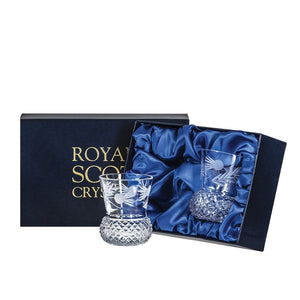 Royal Scot Crystal Flower of Scotland Whisky Tumbler (Thistle Shape) Set of 2-Goviers
