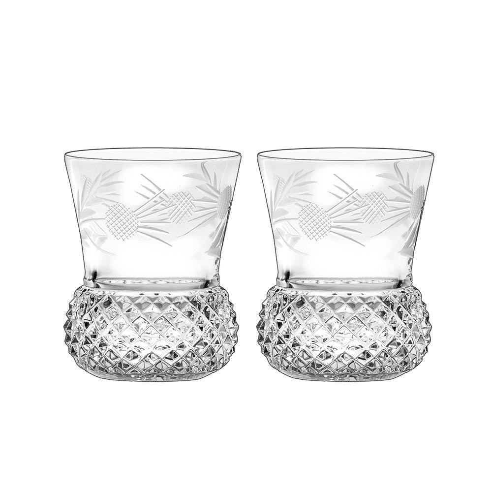 Royal Scot Crystal Flower of Scotland Whisky Tumbler (Thistle Shape) Set of 2-Goviers