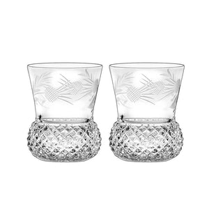 Royal Scot Crystal Flower of Scotland Whisky Tumbler (Thistle Shape) Set of 2-Goviers
