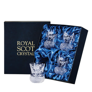Royal Scot Crystal Flower of Scotland Whisky Tumbler (Thistle Shape) Set of 4-Goviers