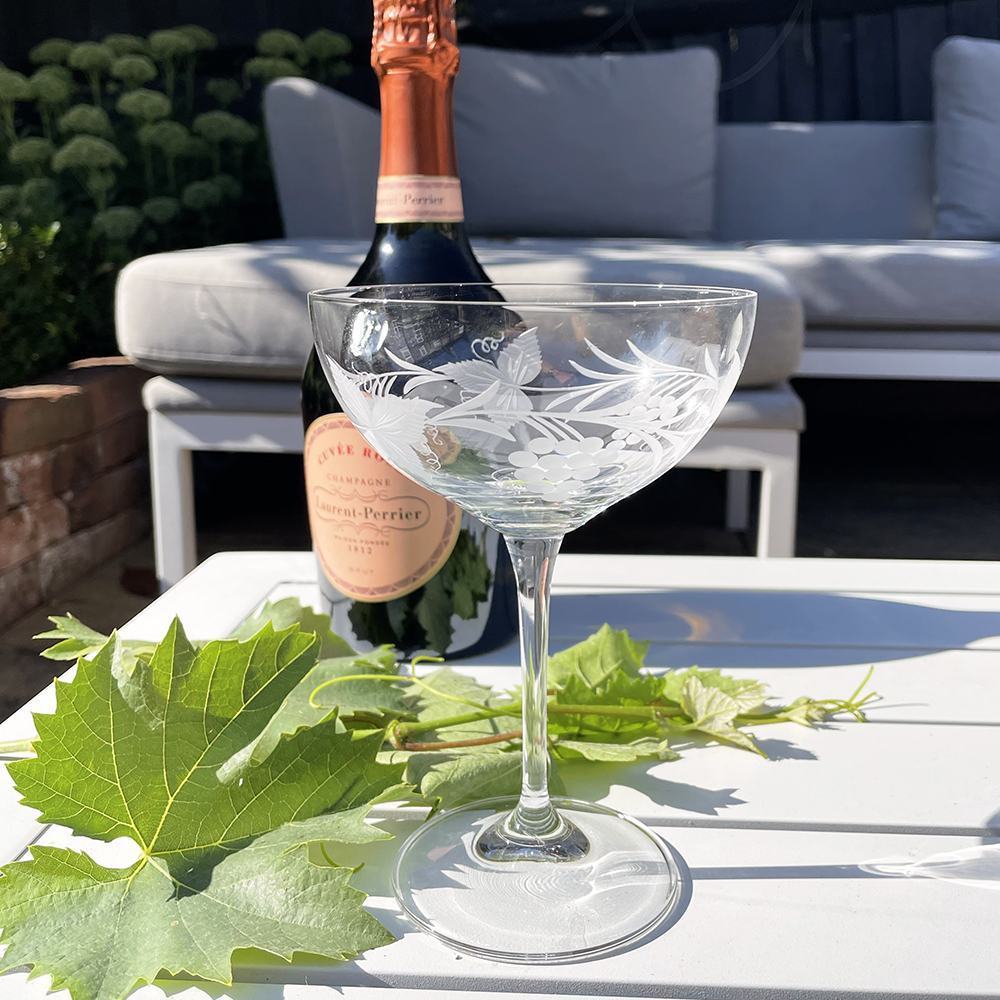 Royal Scot Crystal Grapevine Champagne Saucer (Coupe)-Goviers