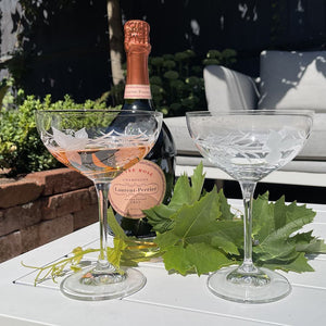 Royal Scot Crystal Grapevine Champagne Saucer (Coupe) Set of 2-Goviers