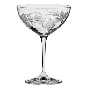 Royal Scot Crystal Grapevine Champagne Saucer (Coupe) Set of 2-Goviers