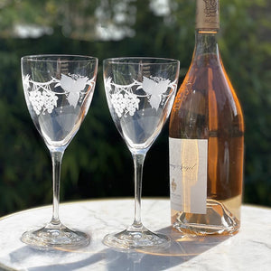 Royal Scot Crystal Grapevine White Wine / Rosé Wine Glasses Set of 2-Goviers