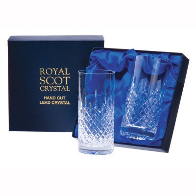 Royal Scot Crystal Highland Box 2 Tall Highball Tumblers-Goviers