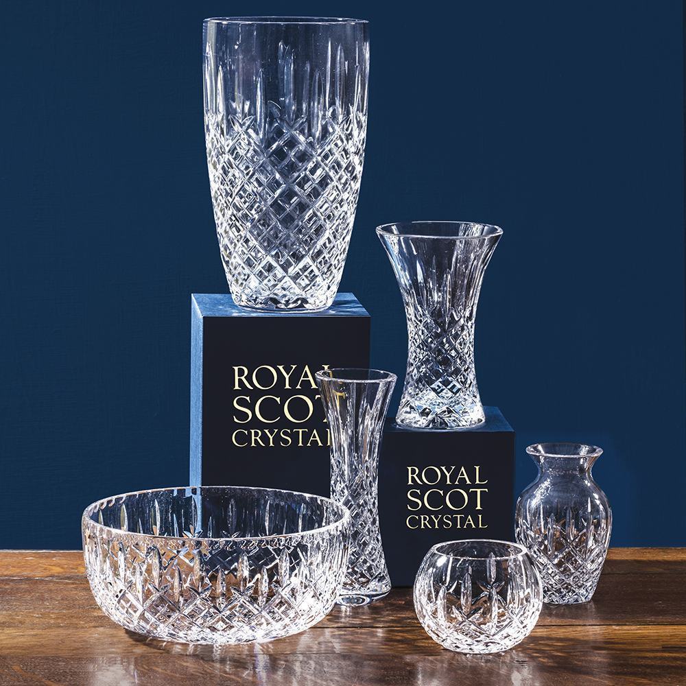 Royal Scot Crystal London Tall Barrel Vase 10.5"-Home & Garden > Kitchen & Dining > Tableware > Drinkware-Goviers