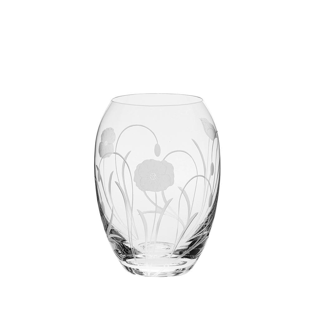 Royal Scot Crystal Poppy Field Medium Barrel Vase 7"-Home & Garden > Kitchen & Dining > Tableware > Drinkware-Goviers