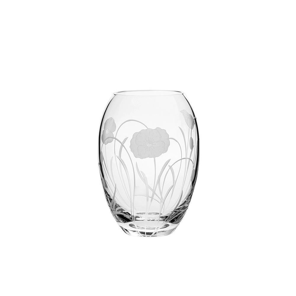 Royal Scot Crystal Poppy Field Small Barrel Vase 6"-Home & Garden > Kitchen & Dining > Tableware > Drinkware-Goviers