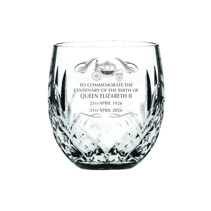 Royal Scot Crystal Queen Elizabeth II Centenary Barrel Tumbler, Goviers Exclusive-Goviers