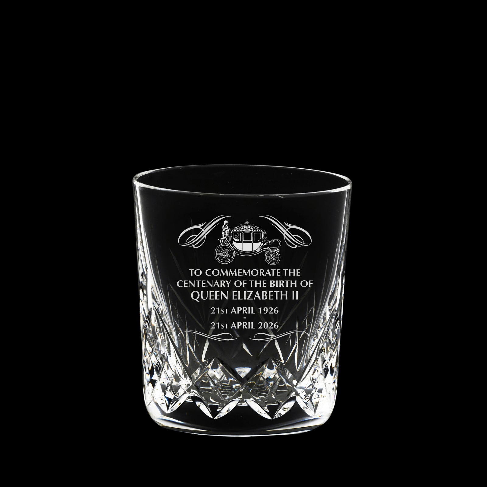 Royal Scot Crystal Queen Elizabeth II Centenary Double Tot Glass, Goviers Exclusive-Goviers