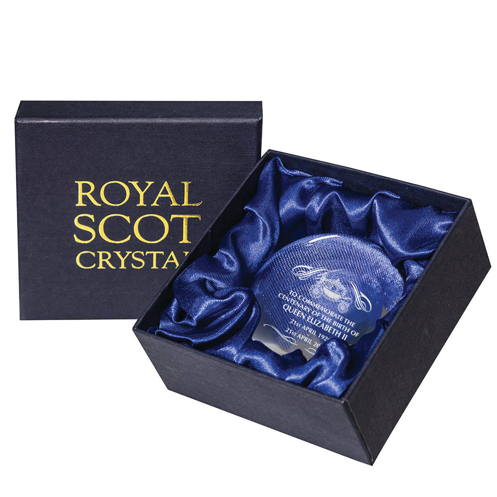 Royal Scot Crystal Queen Elizabeth II Centenary Paperweight, Goviers Exclusive-Goviers