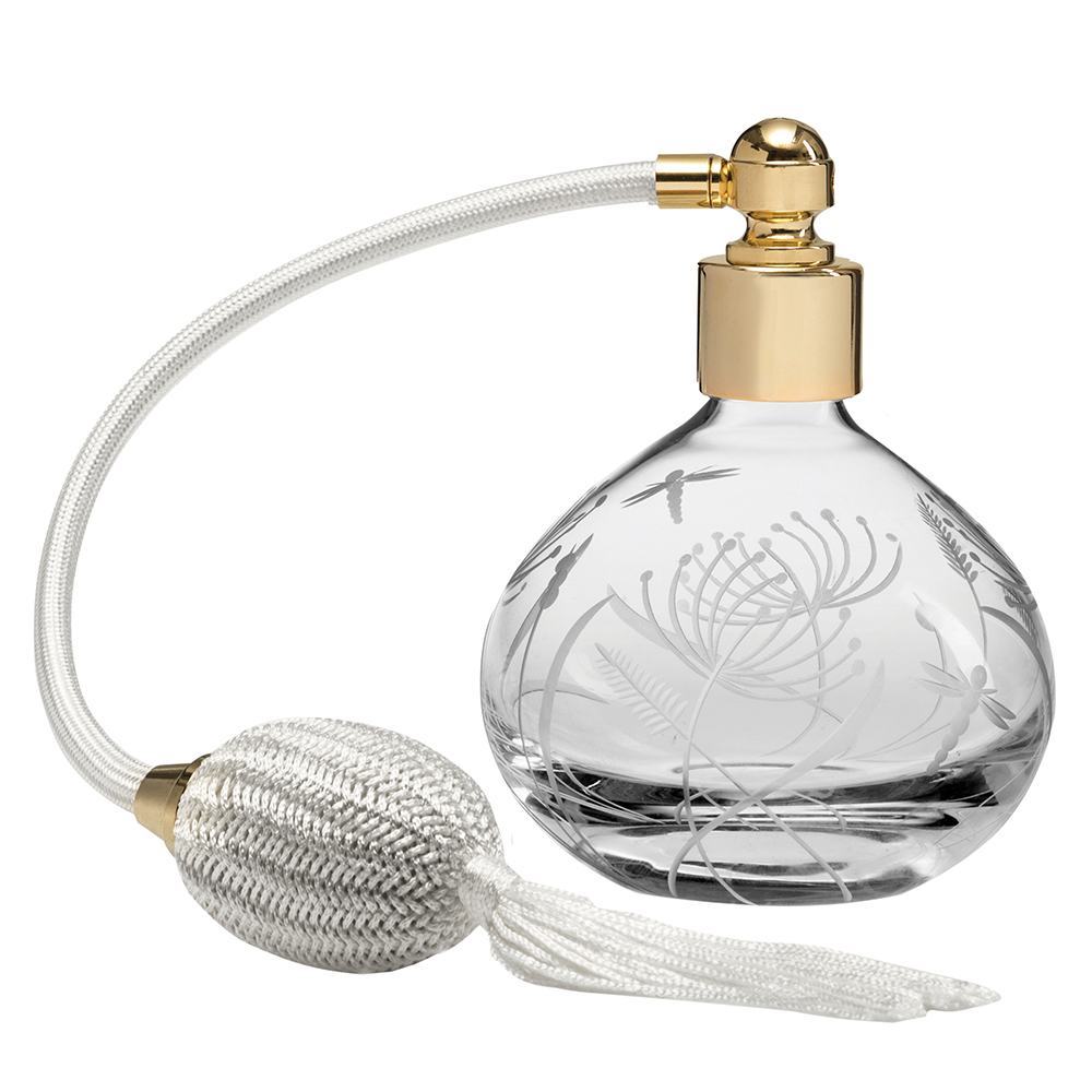 Royal Scot Crystal Round Perfume Atomiser With Cream Puffer-Goviers