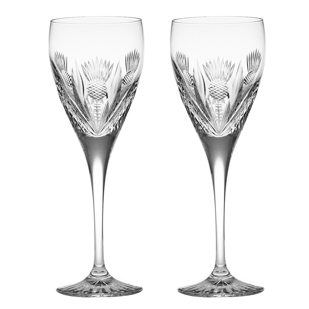 Royal Scot Crystal Scottish Thistle Set of 2 Port / Sherry Glasses-Goviers