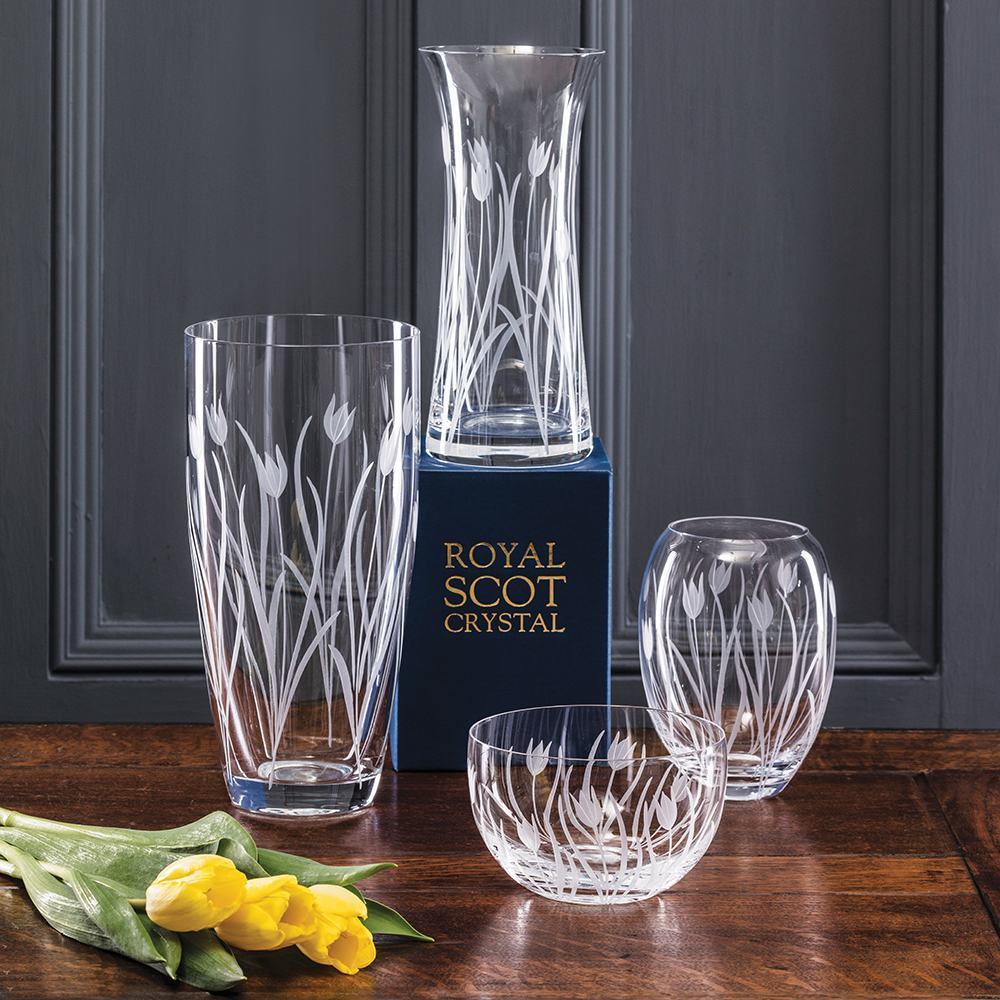 Royal Scot Crystal Wild Tulip Flared Vase 8"-Home & Garden > Kitchen & Dining > Tableware > Drinkware-Goviers