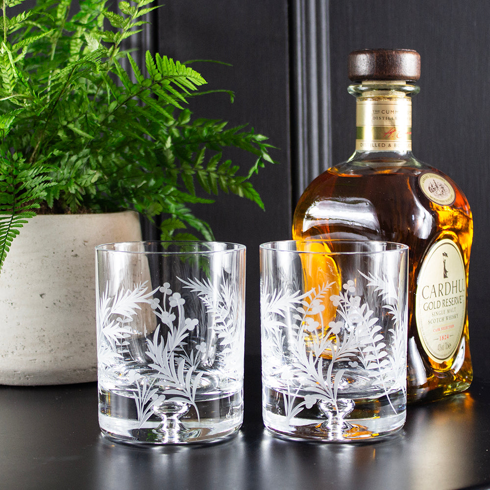 Royal Scot Crystal Woodland Fern Large Tumblers Set of 2-Goviers