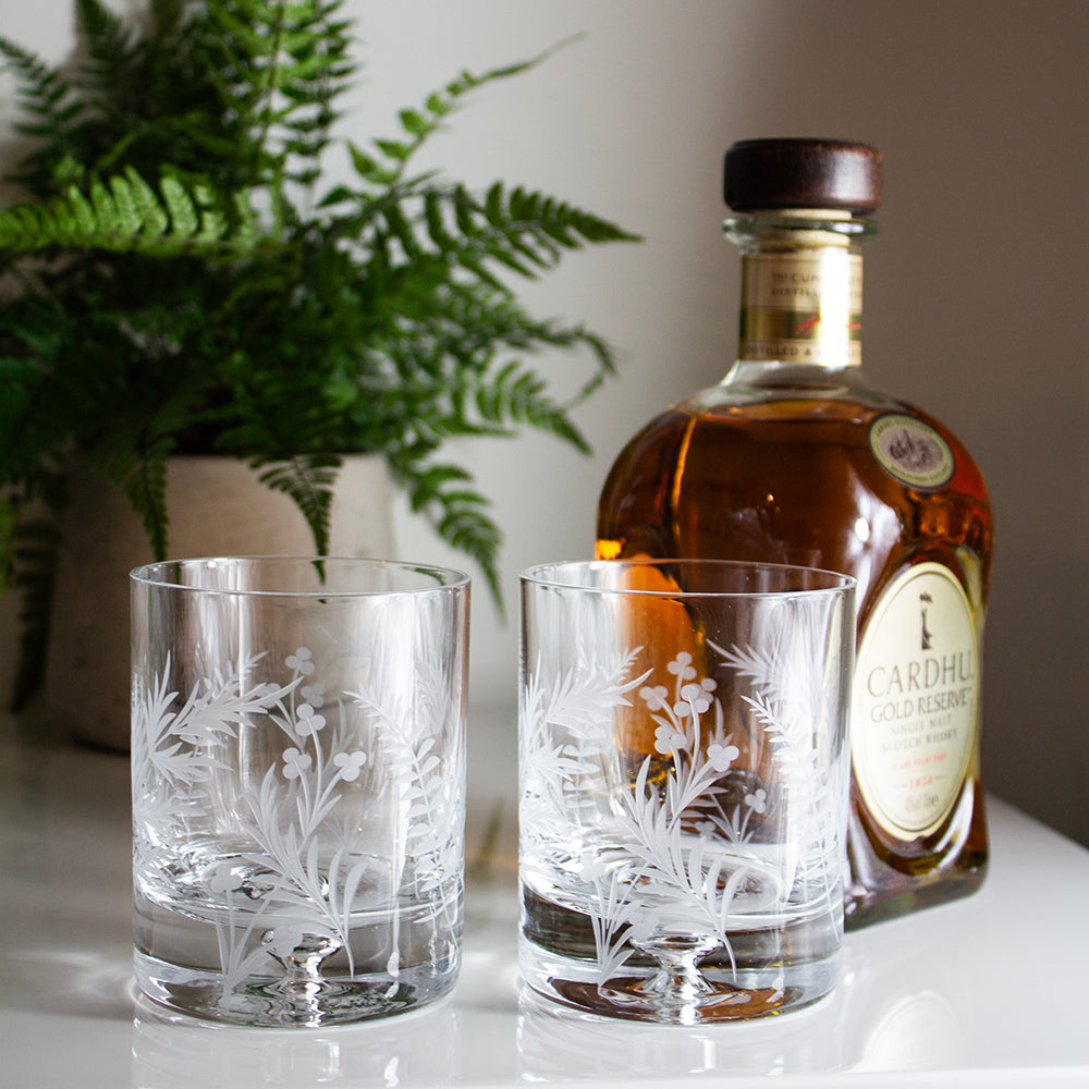 Royal Scot Crystal Woodland Fern Large Tumblers Set of 2-Goviers
