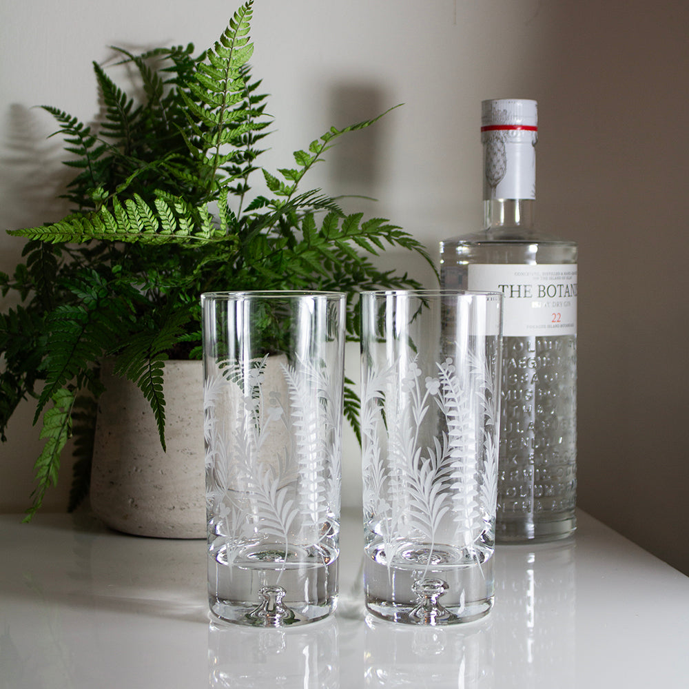 Royal Scot Crystal Woodland Fern Tall Tumblers Set of 2-Goviers