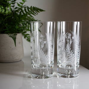 Royal Scot Crystal Woodland Fern Tall Tumblers Set of 2-Goviers