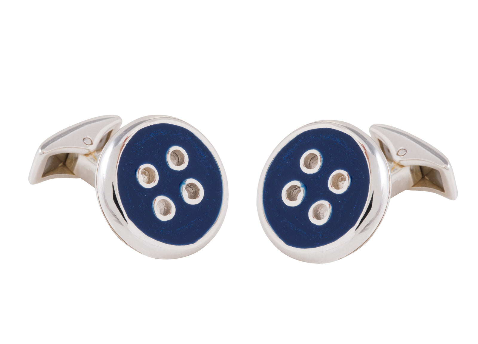 Saturno Round Blue Cufflinks-Goviers