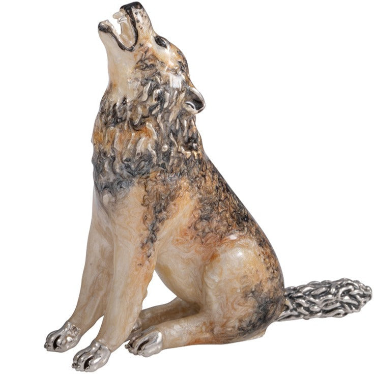 Saturno Wolf Sitting Small-Silver-Goviers