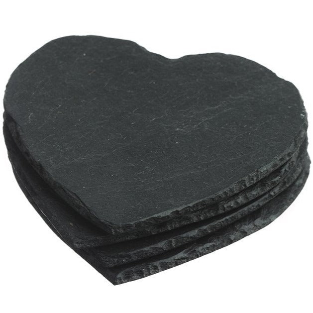 Selbrae House 4 Heart Slate Coasters-Valentine-Goviers