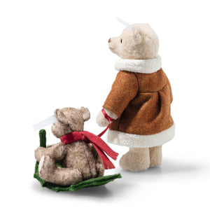 Steiff Mama Teddy Bear With Child On Holly Express-Goviers