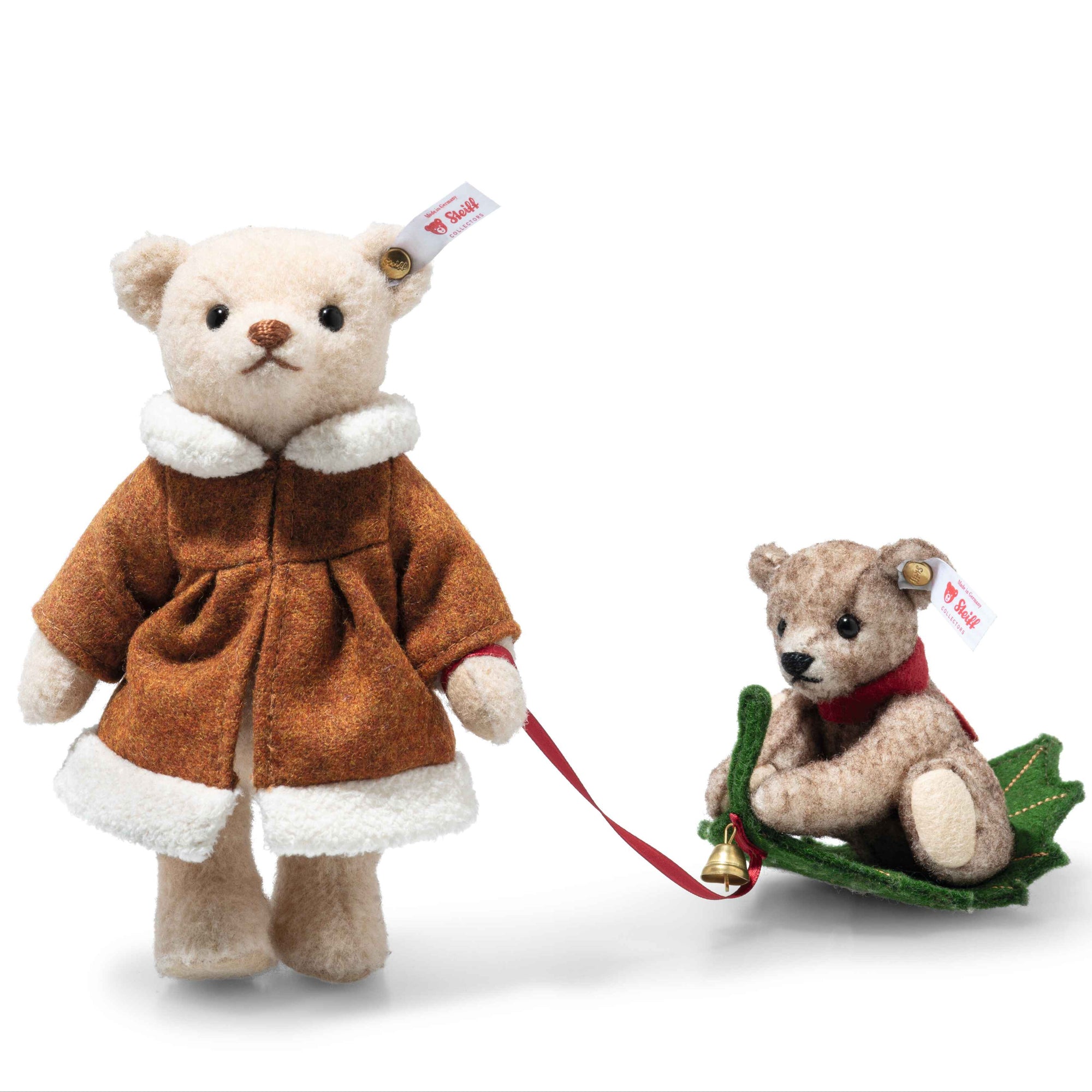 Steiff Mama Teddy Bear With Child On Holly Express-Goviers